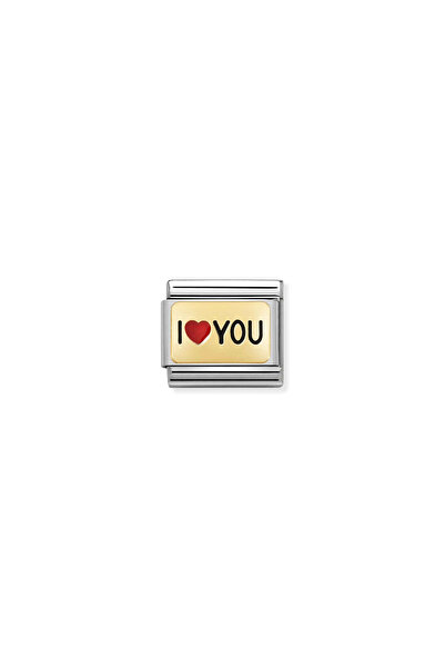 NOMİNATİON Composable Classic Plates Steel , Enamel And 18k Gold I Heart You