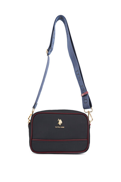 U.S. Polo Assn. حقيبة ماسنجر نسائية باللون الأزرق الداكن والأحمر الداكن US26664