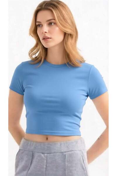 Mercan Kids Women's Crew Neck Short Sleeve Crop Body