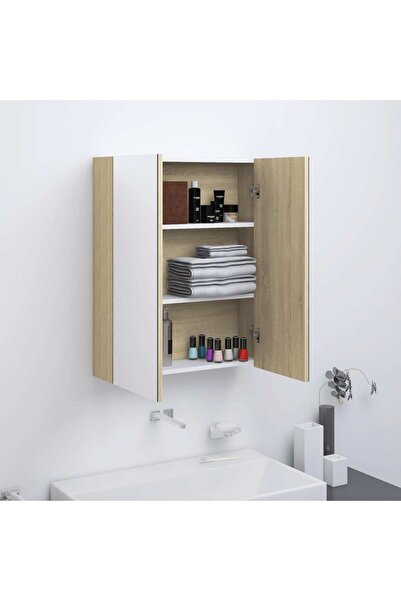 Concept Dulap de baie cu oglindă, negru strălucitor, 60x15x75 cm, MDF