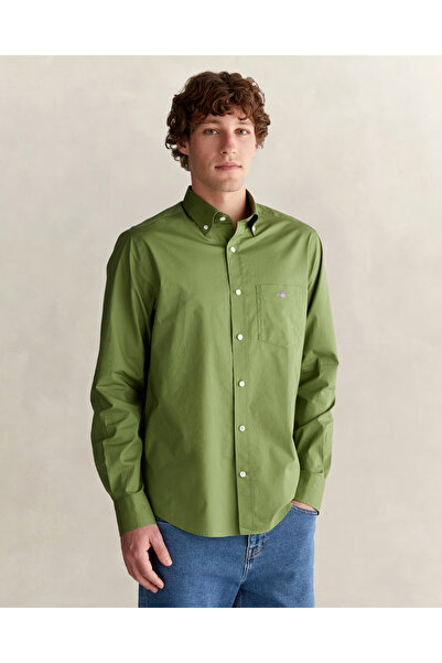 Gant Erkek Yeşil Regular Fit Logolu Gömlek
