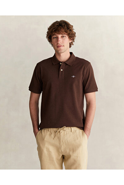 Gant Erkek Kahverengi Regular Fit Logolu Polo Yaka T-Shirt