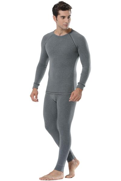 Poppy Thermal Gray Long Sleeve Bottom-Upper Set Outdoor Pt-41