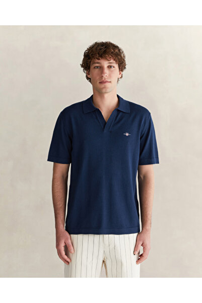 Gant Erkek Lacivert Regular Fit Polo Yaka Kısa Kollu Triko