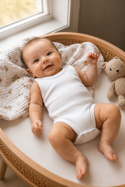 tomofil Baby 3-Piece Bodysuit with Straps and Snap Fasteners, 100% Cotton Bab...