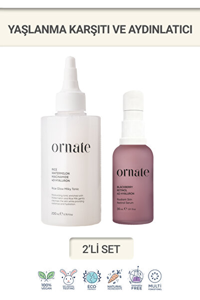 ORNATE Yaşlanma ve Kırışıklık Karşıtı, Retinol ve Niacinamide Etkili Aydınlat...