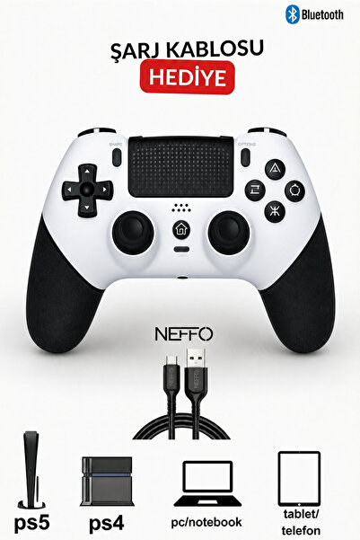 NEFFO Bluetooth Oyun Kolu Ps4 Ps5 Ve Pc Uyumlu Wireless Kablosuz Oyun Kolu Jo...