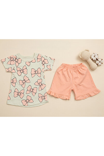 meyastore Girl's Suit with Ribbon Print