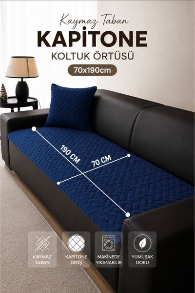 vivamia Kaymaz Taban Kapitone Koltuk Örtüsü Çekyat Koruyucu (70x190 cm)