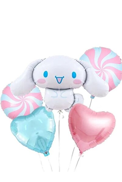 parti show Cinnamoroll Spiral Şeker Doğum Günü Folyo Balon Seti 5'li