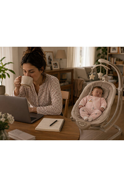 Müslin %100 Organik Pamuk - Uniseks Bebek Mevsimlik Uyku Tulumu Fermuarlı - Kuzu Nakışlı - Pudra