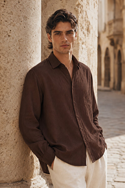 Etikmen Bitter Brown Regular Fit Muslim Shirt