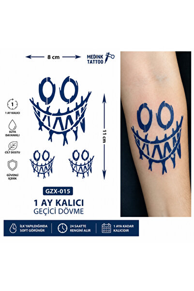 medink tattoo 1 Ay Kalıcı 24 Saat Sonra Kararan Gülen yüz Model Geçici Dövme ...