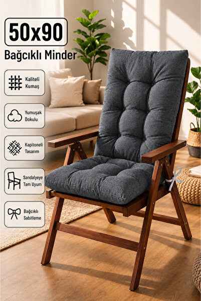 TOPCORN 50x90 Kapitoneli Yumuşak Dolgulu Sandalye Minderi Balkon Bahçe Mutfak