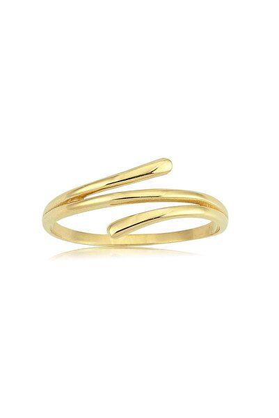 FasekGold Taşsız Altın Yüzük - 14 Ayar Altın Sarmal Minimal Eklem Yüzüğü - Mi...