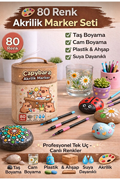 Fidanx Akrilik Marker Kalem Seti Profesyonel Çizim Taş Cam Plastik ve Ahşap B...