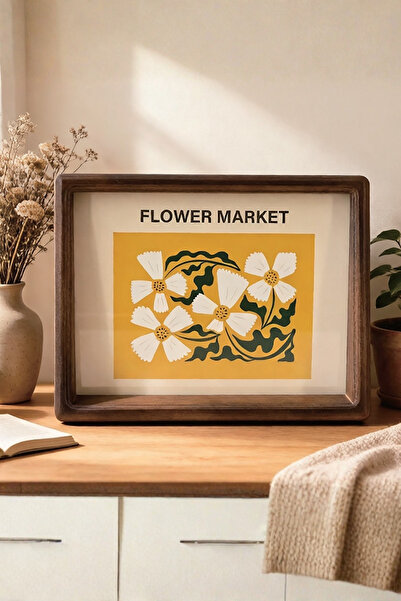 Meturas Akasya Flower Market Wooden Decorative Frame 20X15 Retro Vintage Desk...