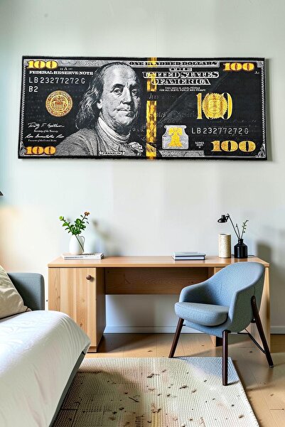 Radora Siyah 100 Dolar Duvar Örtüsü Ev Dekorasyon Duvar Halısı Tapestry