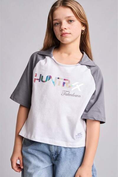 DeFacto 100% Cotton Kpop - Demon Hunters Licensed Polo Neck Short Sleeve Purp...