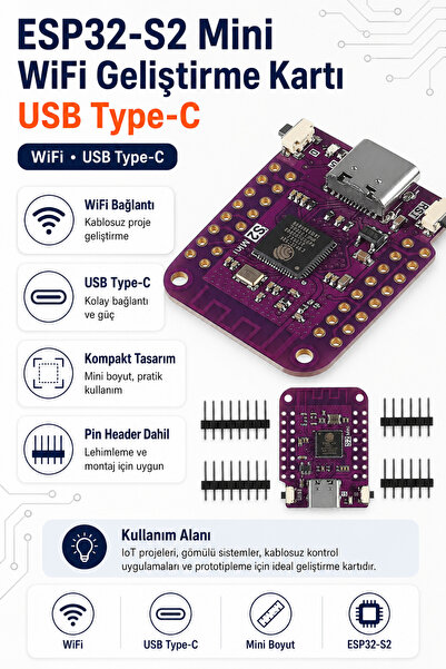 RobotikDepo ESP32-S2 Mini WiFi Geliştirme Kartı - USB Type-C