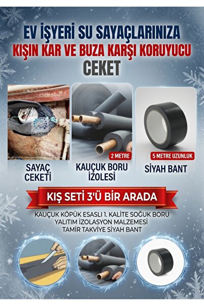 KL HOME 3 LÜ SET- KAR KIŞIN DONMAYA (DONA) KARŞI SU SAATİ-KARTLI-NORMAL SAYAC...