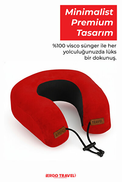 Viscofoam Lux Ortopedik Seyahat Yastığı Visco Boyun Destekli Seyahat Yastığı - Kırmızı | Ergo Travel