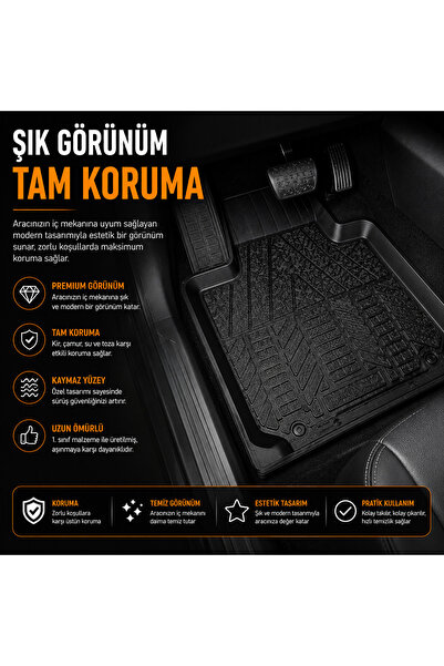 Wöbermann 4D Havuzlu Oto Paspas Tüm Araçlara Uygun Universal 5 Parça