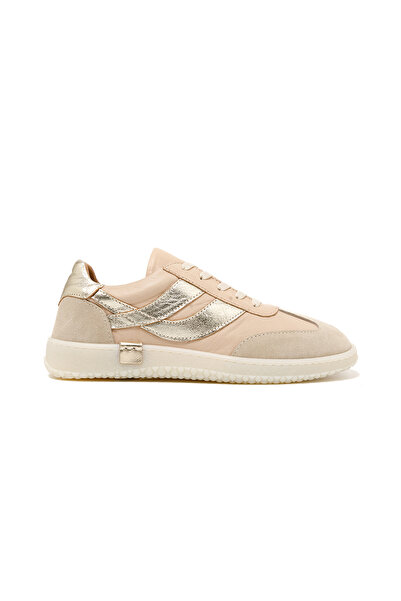 John May Women's / Girls' Sneaker Rc-25Y-055-M2004 Beige Suede-White Skin-Gold