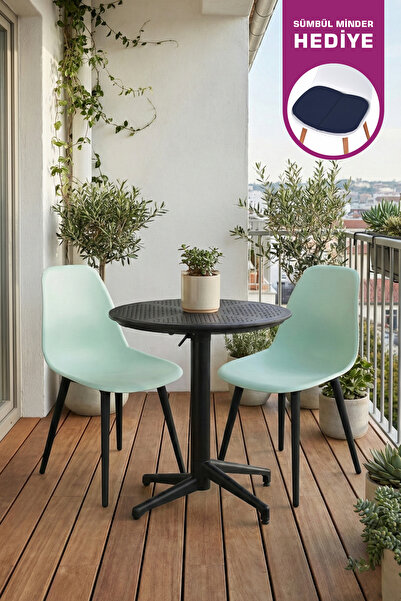 VİLİNZE Tilia Plastik Bahçe Balkon Bistro Seti Katlanır Masa 60*60 cm