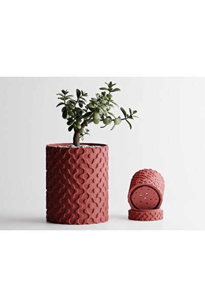 Sani Ghiveci decorativ mic Nevada 81x81xH102mm, Roșu închis mat
