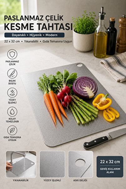 SHG HOME Stainless Steel Cutting Board with Surface Treatment, 1mm Thickness,...