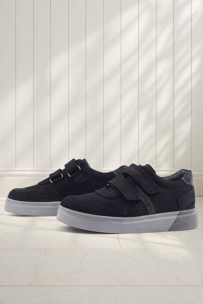 Rakerplus Γνήσιο δέρμα μαύρο Nubuck γκρι Velcro για αγόρια αθλητικά παπούτσια