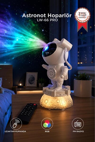 Torima Astronot Bluetooth Hoparlör Müzik Çalarlı Kumandalı Gece Lambası LW-66...