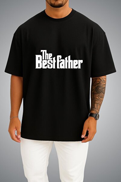Bahriyeli Collection تي شيرت Thebest Father مطبوع على الصدر للجنسين مقاس كبير