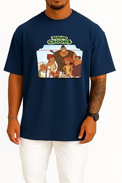 Bahriyeli Collection تي شيرت للجنسين بتصميم صدر كبير الحجم من Dawn Of The Croods