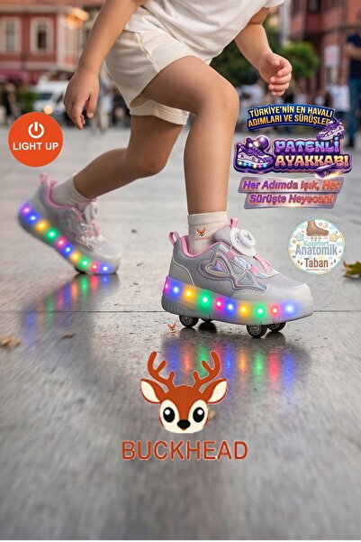 BUCKHEAD Daisy Roller BUCK4496-BH232 Işıklı Petenli Çocuk Spor Ayakkabı - Beyaz