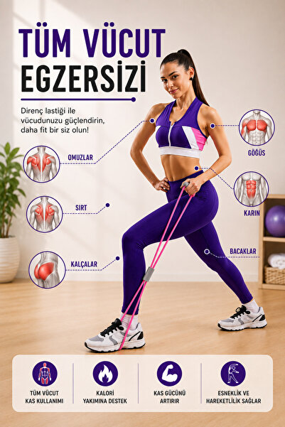 COZY SENSE Orta Seviye 1 Adet Bacak Kalça Squat Fitness Egzersiz Direnç Lastik Pilates Bandı
