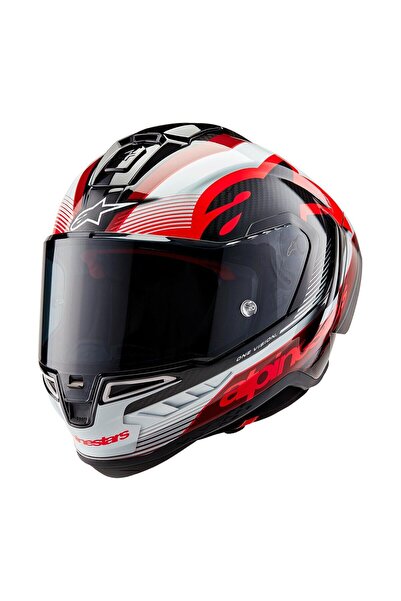 Alpinestars Supertech R10 Carbon Team Spor Motosiklet Kaskı Mat Siyah Kırmızı...