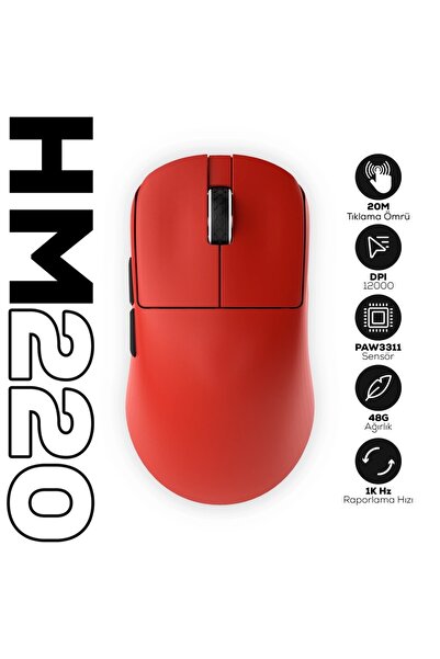 Hawk Gaming Chair HM220 1K Hz 12000 DPI Tri-Mode Kablosuz/Bluetooth Kırmızı G...