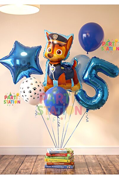 Parti Station Paw Petrol Pav Petrol Polis Köpek Chase 5 Yaş Balon Konsept Doğ...