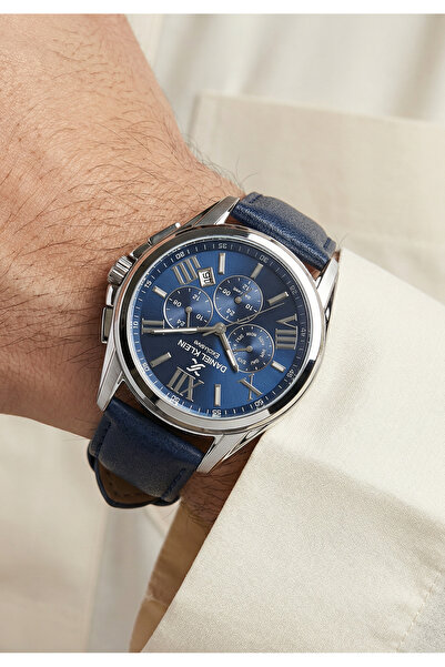 Daniel Klein Exclusive Dark Blue Leather Watch for Men DK.1.14223-3