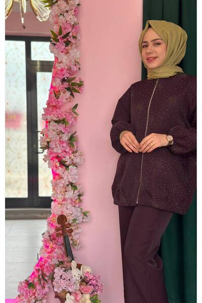 BÜŞRA NUR BOUTİGUE Taşlı Krep Ceket Pantonlu Takım