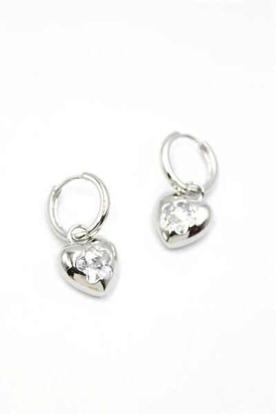 Generic Brand Heart Earrings - Silver
