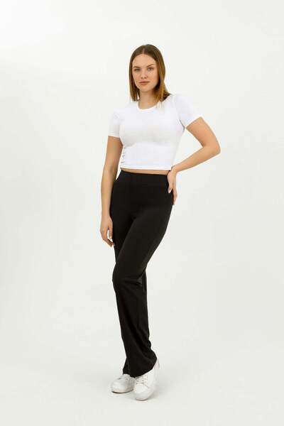 HDM Women's Black High Waist Silicone Adhesive Spanish Leggings Pant Gathering Stretchy Diver