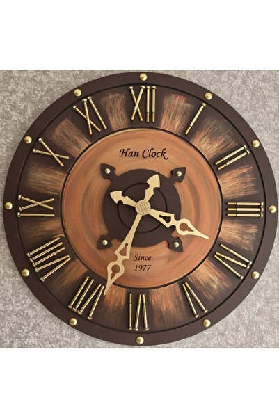Han Clock 3D Ahşap Duvar Saati (Çelik Civatalı) 60 CM