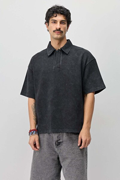 VAMOSCLO Boxyfit polo collar t-shirt black