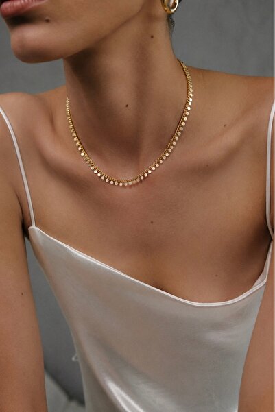 Lavian Accessories Yuvarlak 14K Rengi Pul Zincir Kolye