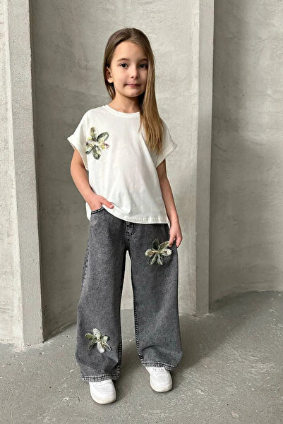 Minigimin Cicileri My Little One's Ciciler Lily Detailed Jeans Trousers Girl'...