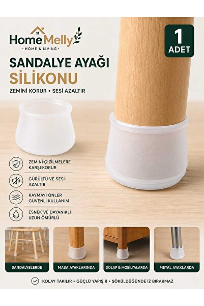btm home 1 Adet Silikon Sandalye Ayak Koruyucu Kaydırmaz Zemin Çizilmez Masa ...