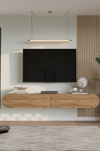 Yurupa Lumos 180 cm Oval Kapaklı Tv Ünitesi Modern Duvara Monte Tv Sehpası At...